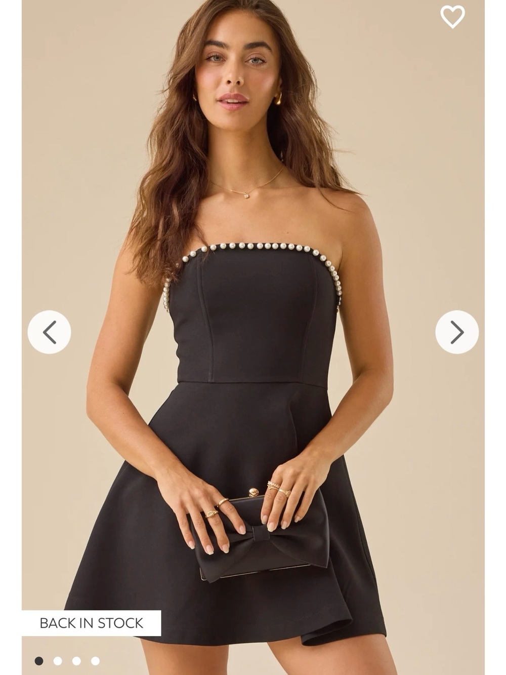 Altar'd State Black Strapless Pearl-Trim Fit & Flare Dress